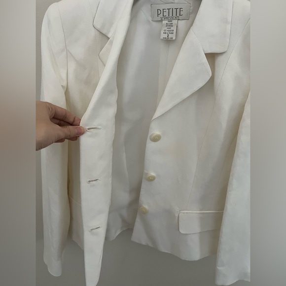 Petite Sophisticated Women’s white Linen Blazer Size 2 - Picture 3 of 5